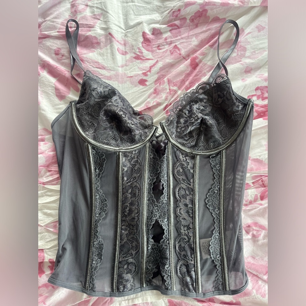 Gray Chemise with Lace Details